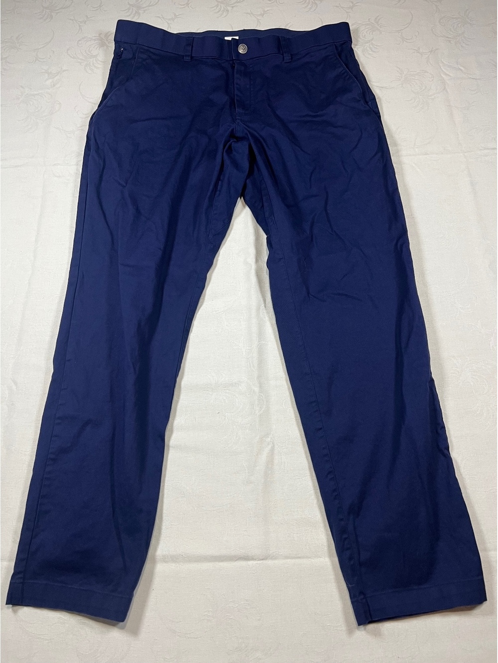 Mens Fabletics Slim Straight Tech Training Golf Chinos Navy Blue Size 34x32